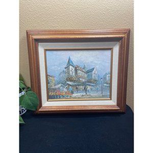 Vintage Burnett Oil Painting Paris Street Scene City Scene
